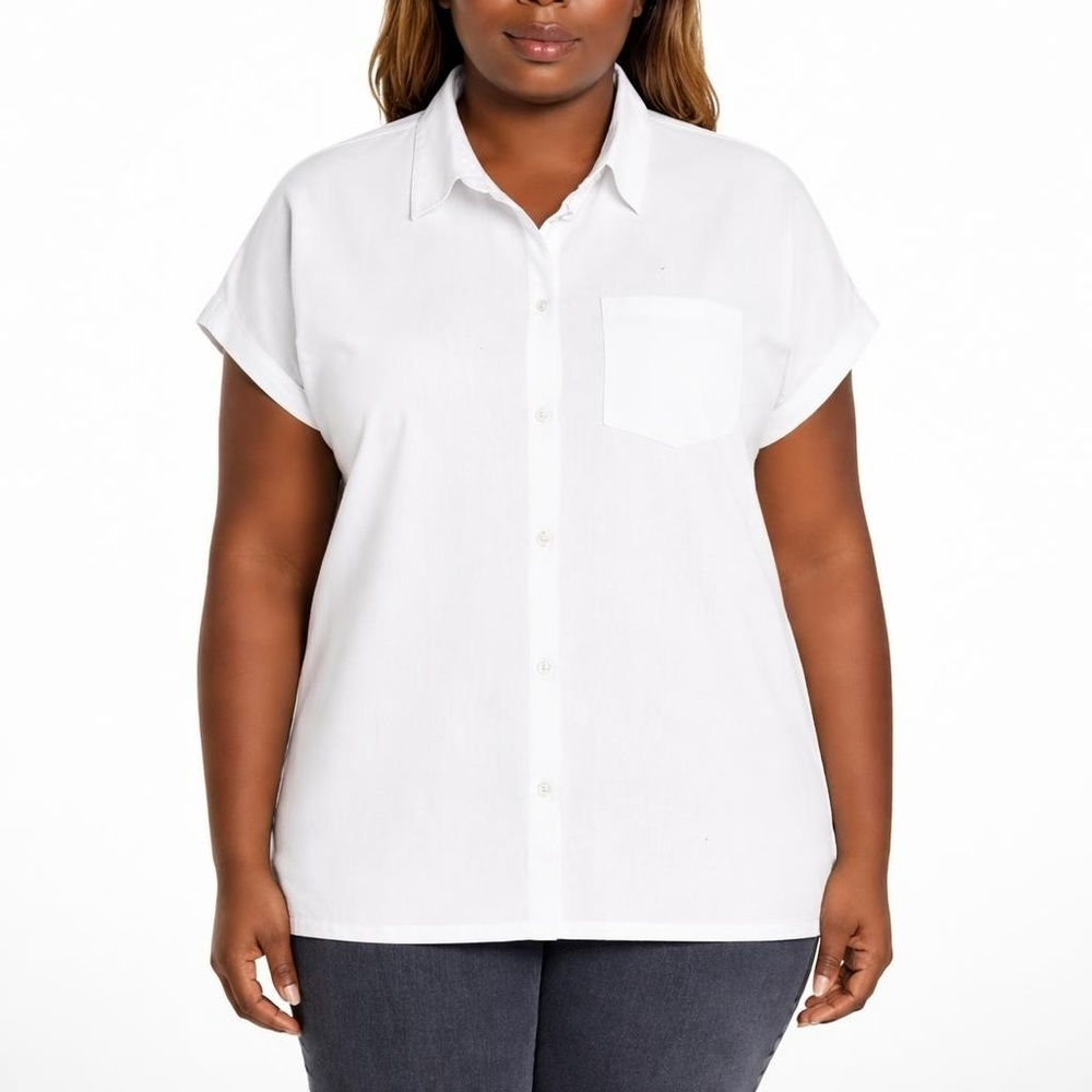 Orvis Women's XXL Blouse White Linen Blend H0435